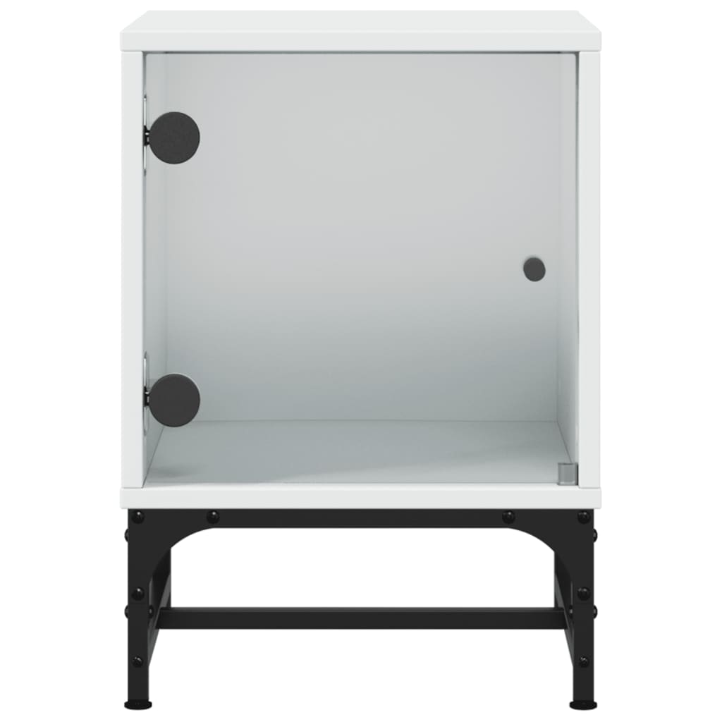 vidaXL Bedside Cabinets with Glass Doors 2 pcs White 35x37x50 cm