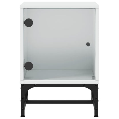 vidaXL Bedside Cabinets with Glass Doors 2 pcs White 35x37x50 cm