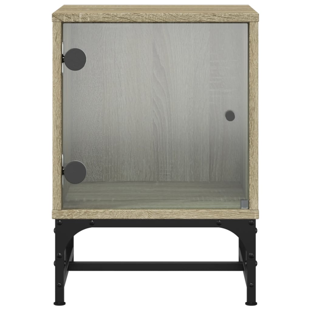 vidaXL Bedside Cabinets with Glass Doors 2 pcs Sonoma Oak 35x37x50 cm