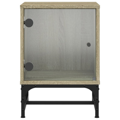 vidaXL Bedside Cabinets with Glass Doors 2 pcs Sonoma Oak 35x37x50 cm