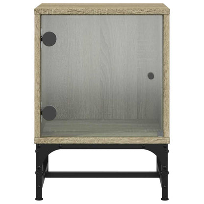 vidaXL Bedside Cabinets with Glass Doors 2 pcs Sonoma Oak 35x37x50 cm