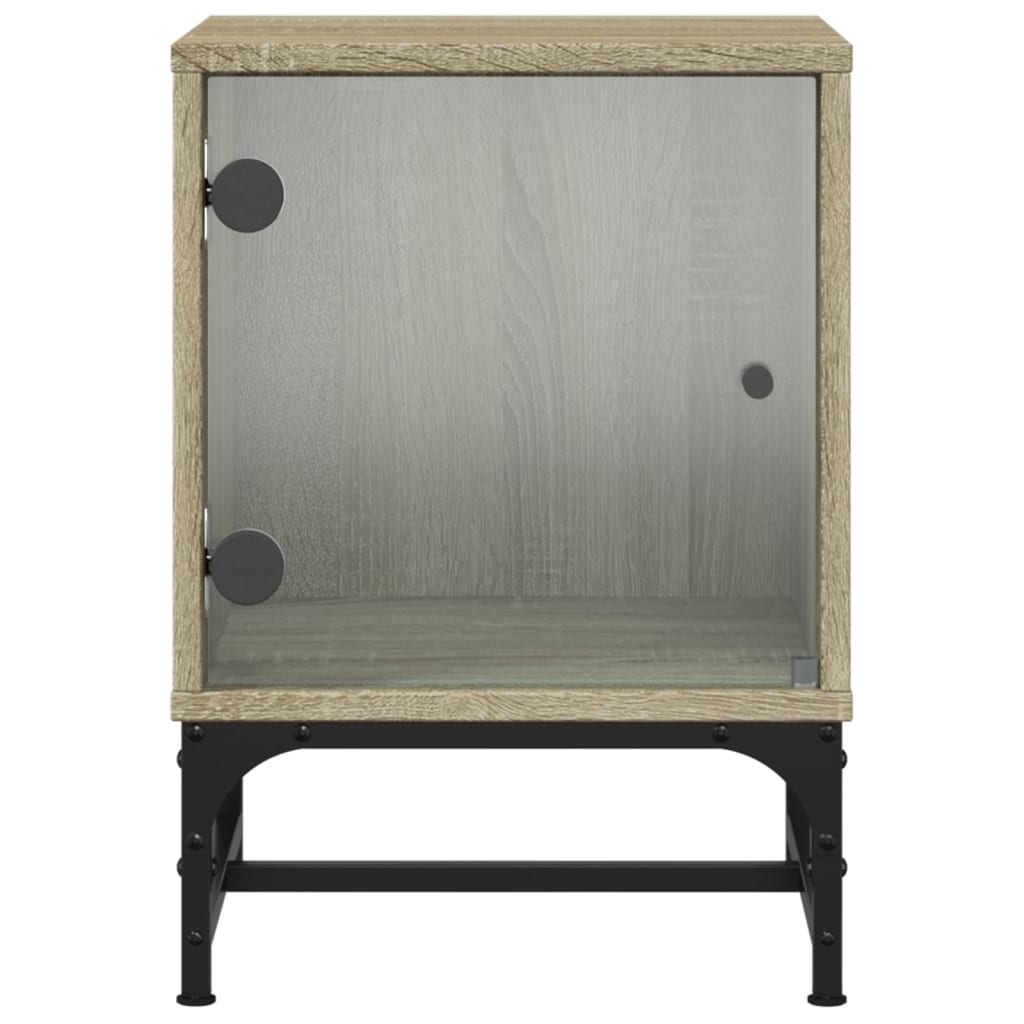 vidaXL Bedside Cabinets with Glass Doors 2 pcs Sonoma Oak 35x37x50 cm