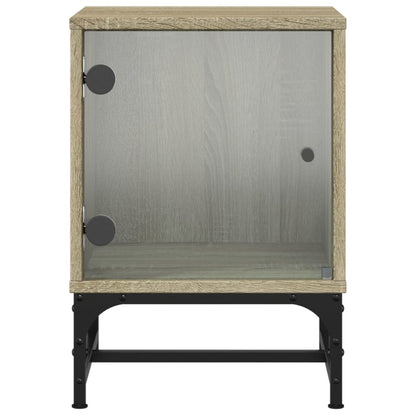 vidaXL Bedside Cabinets with Glass Doors 2 pcs Sonoma Oak 35x37x50 cm