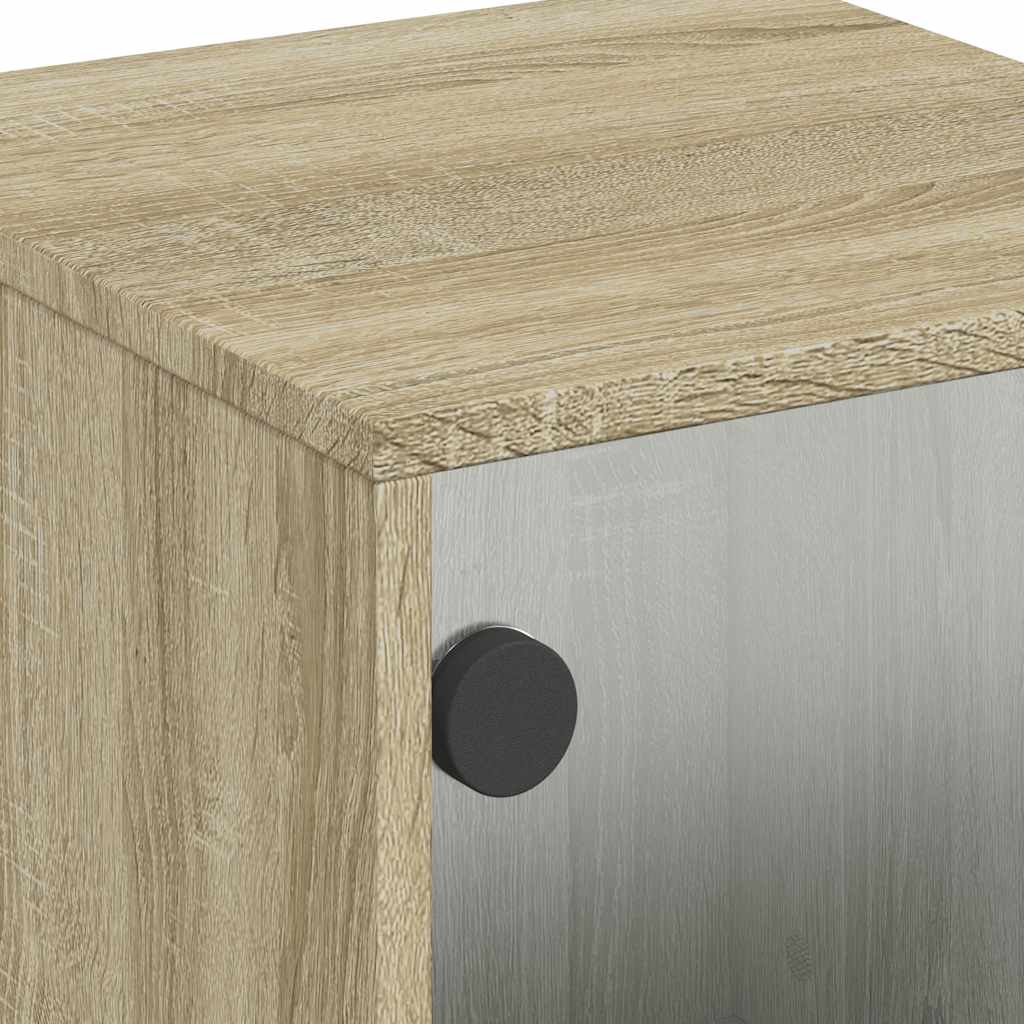 vidaXL Bedside Cabinets with Glass Doors 2 pcs Sonoma Oak 35x37x50 cm
