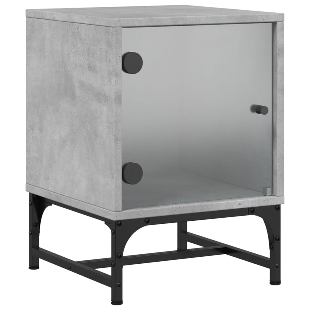 vidaXL Bedside Cabinets with Glass Doors 2 pcs Concrete Grey 35x37x50 cm