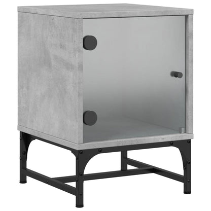 vidaXL Bedside Cabinets with Glass Doors 2 pcs Concrete Grey 35x37x50 cm