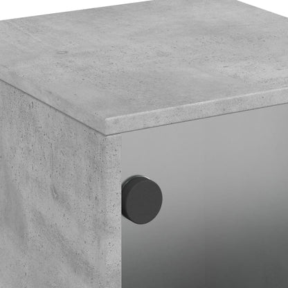 vidaXL Bedside Cabinets with Glass Doors 2 pcs Concrete Grey 35x37x50 cm