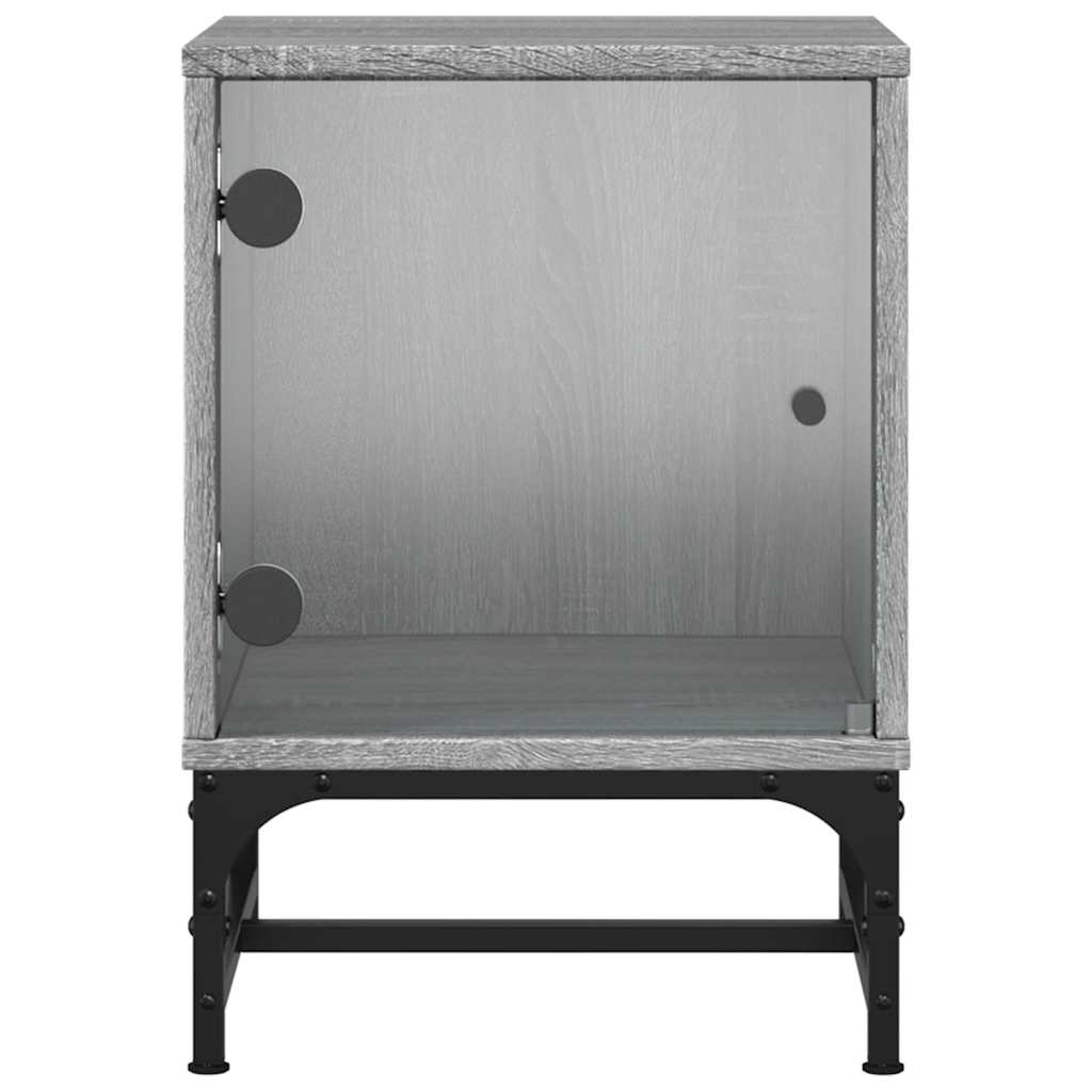 vidaXL Bedside Cabinet with Glass Door Grey Sonoma 35x37x50 cm