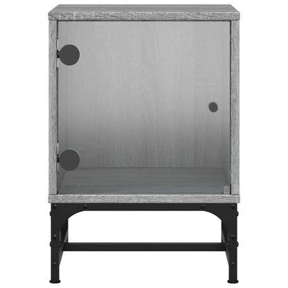 vidaXL Bedside Cabinet with Glass Door Grey Sonoma 35x37x50 cm
