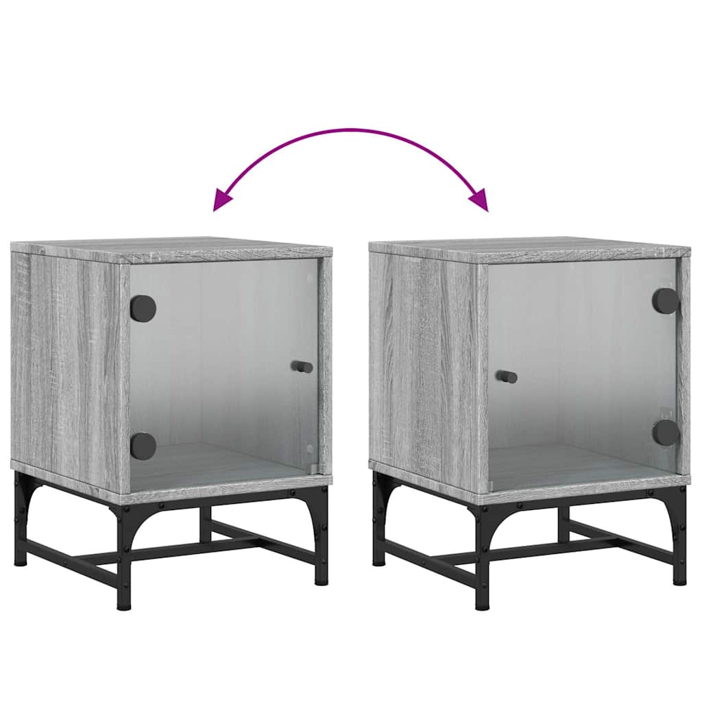vidaXL Bedside Cabinet with Glass Door Grey Sonoma 35x37x50 cm