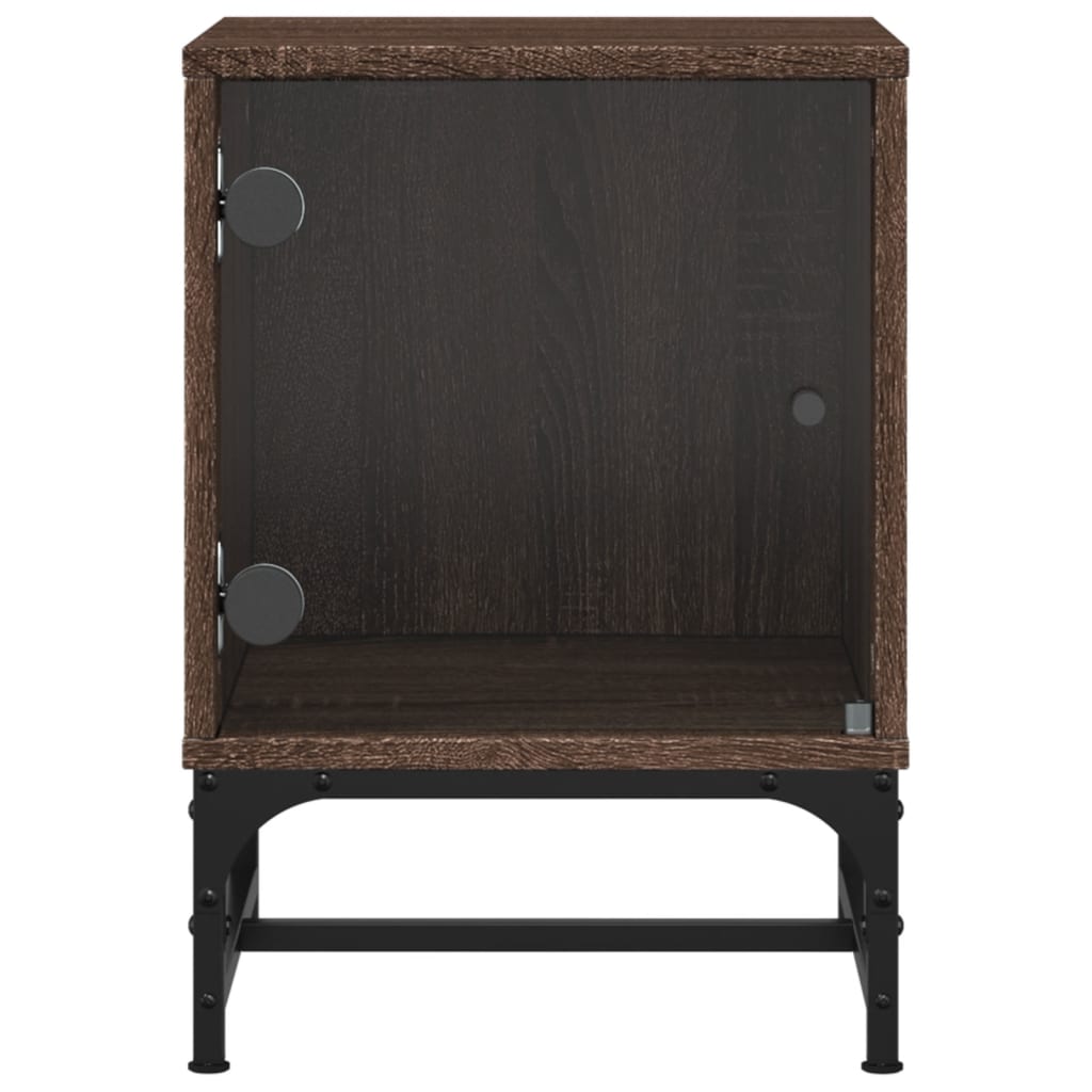 vidaXL Bedside Cabinets with Glass Doors 2 pcs Brown Oak 35x37x50 cm