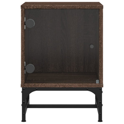 vidaXL Bedside Cabinets with Glass Doors 2 pcs Brown Oak 35x37x50 cm