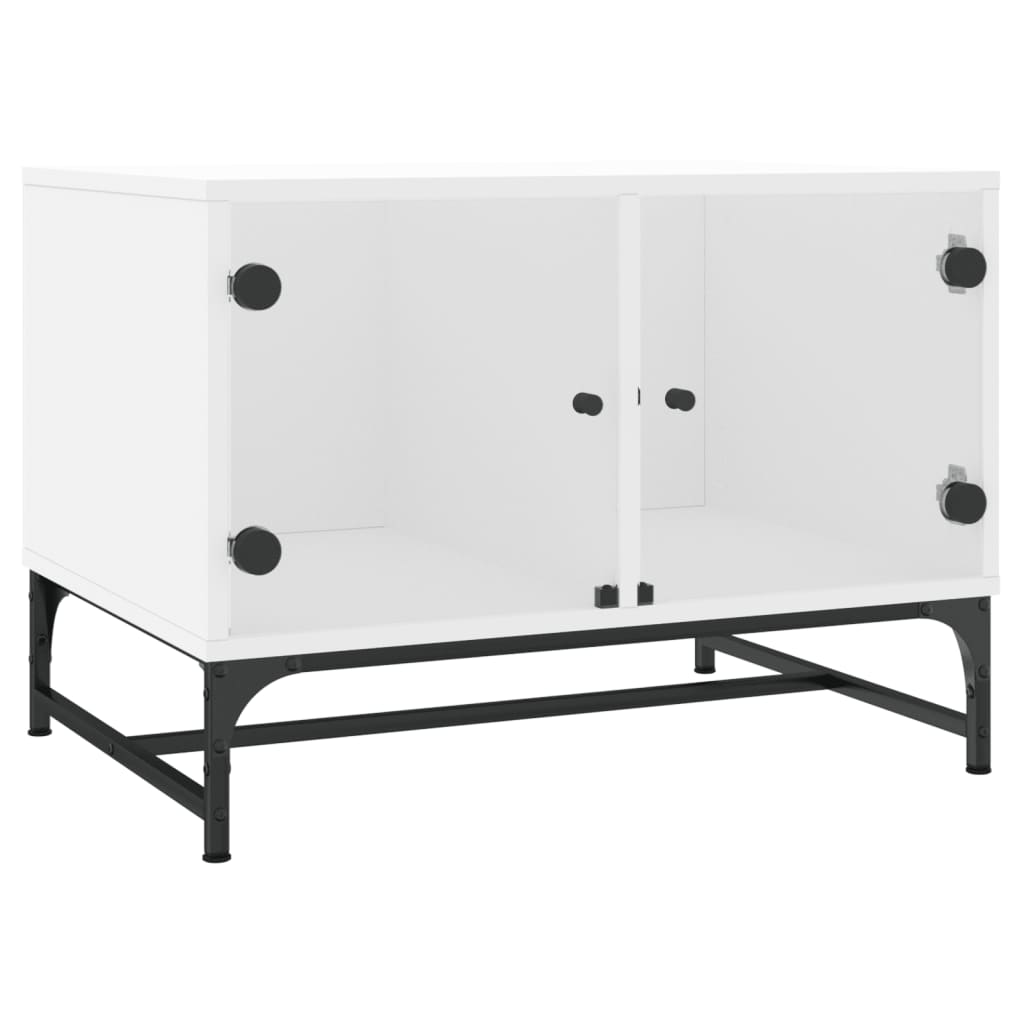 vidaXL Coffee Table with Glass Doors White 68,5x50x50 cm