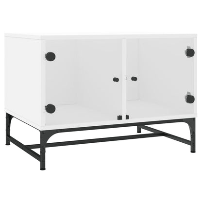 vidaXL Coffee Table with Glass Doors White 68,5x50x50 cm