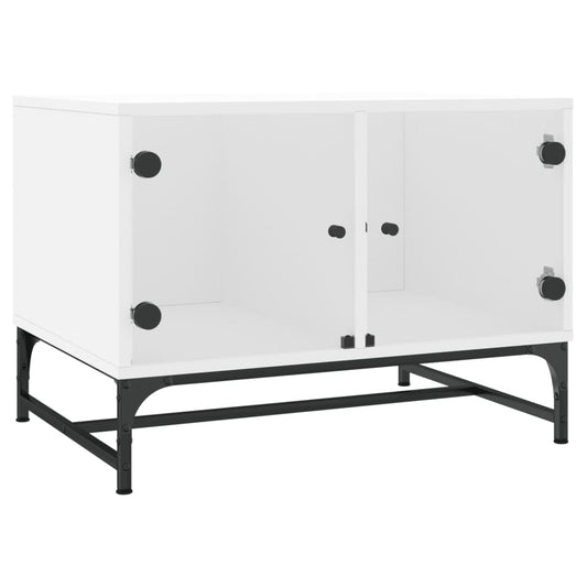 vidaXL Coffee Table with Glass Doors White 68,5x50x50 cm