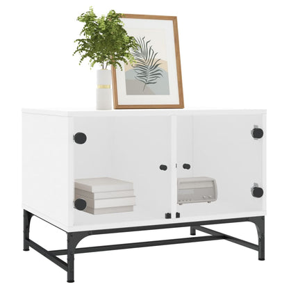 vidaXL Coffee Table with Glass Doors White 68,5x50x50 cm