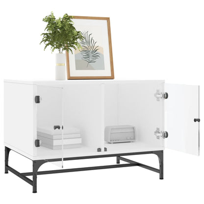 vidaXL Coffee Table with Glass Doors White 68,5x50x50 cm