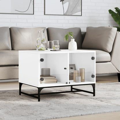 vidaXL Coffee Table with Glass Doors White 68,5x50x50 cm
