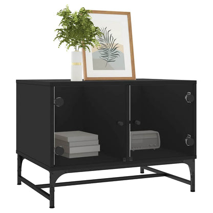 vidaXL Coffee Table with Glass Doors Black 68,5x50x50 cm