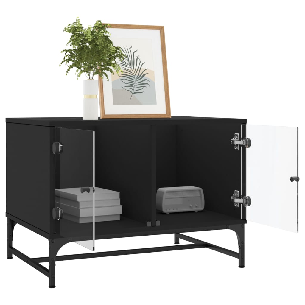 vidaXL Coffee Table | Black | Engineered wood, glass, steel | Medium