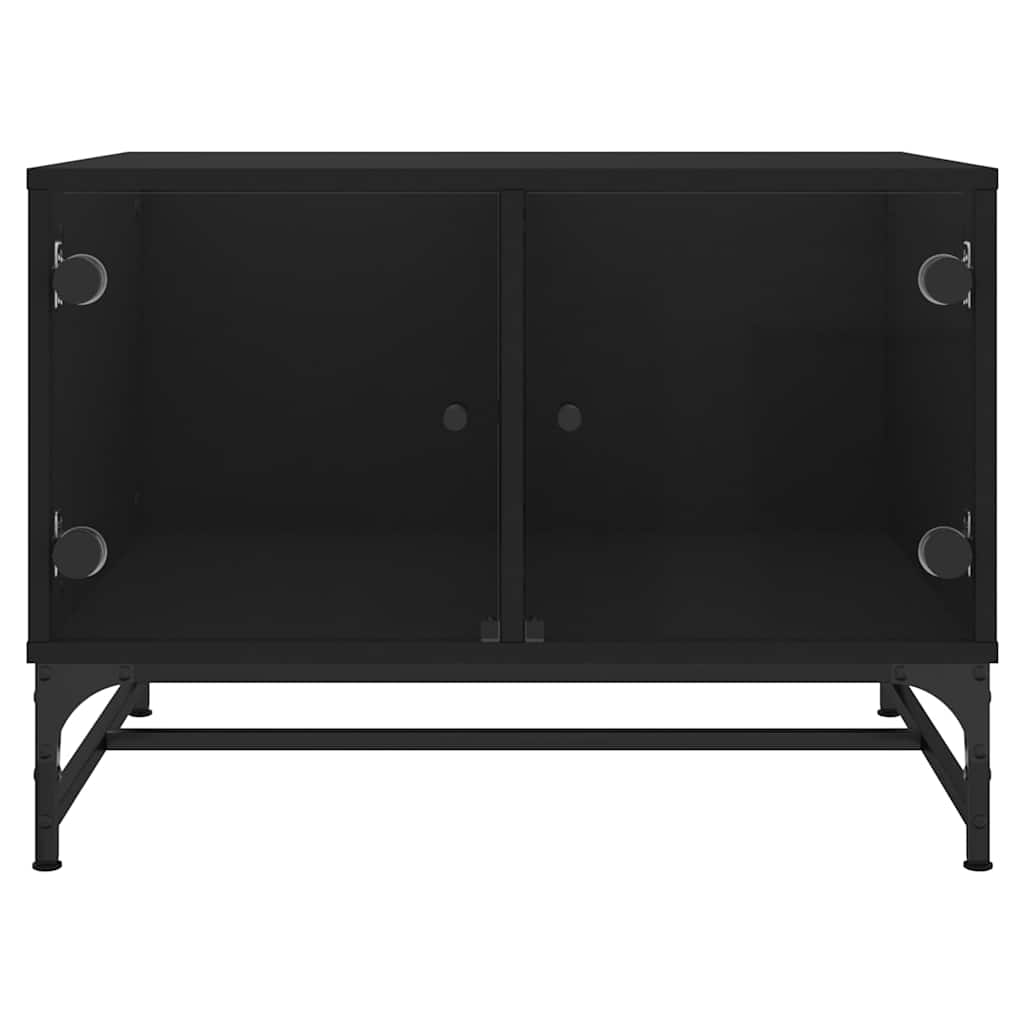 vidaXL Coffee Table with Glass Doors Black 68,5x50x50 cm