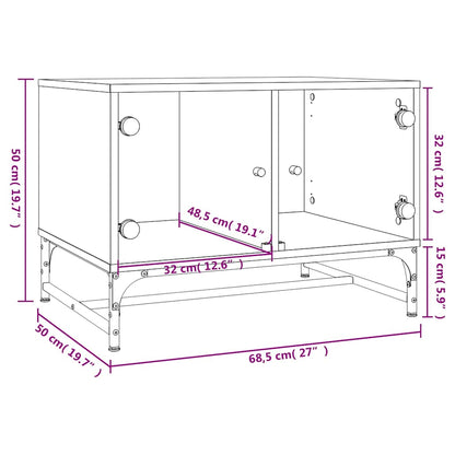 vidaXL Coffee Table with Glass Doors Black 68,5x50x50 cm