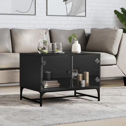 vidaXL Coffee Table | Black | Engineered wood, glass, steel | Medium