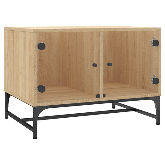 vidaXL Coffee Table with Glass Doors Sonoma Oak 68,5x50x50 cm