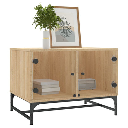 vidaXL Coffee Table with Glass Doors Sonoma Oak 68,5x50x50 cm