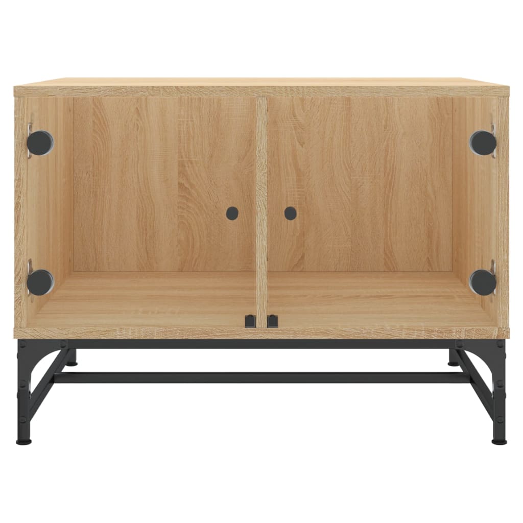 vidaXL Coffee Table with Glass Doors Sonoma Oak 68,5x50x50 cm