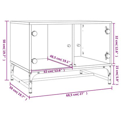 vidaXL Coffee Table with Glass Doors Sonoma Oak 68,5x50x50 cm