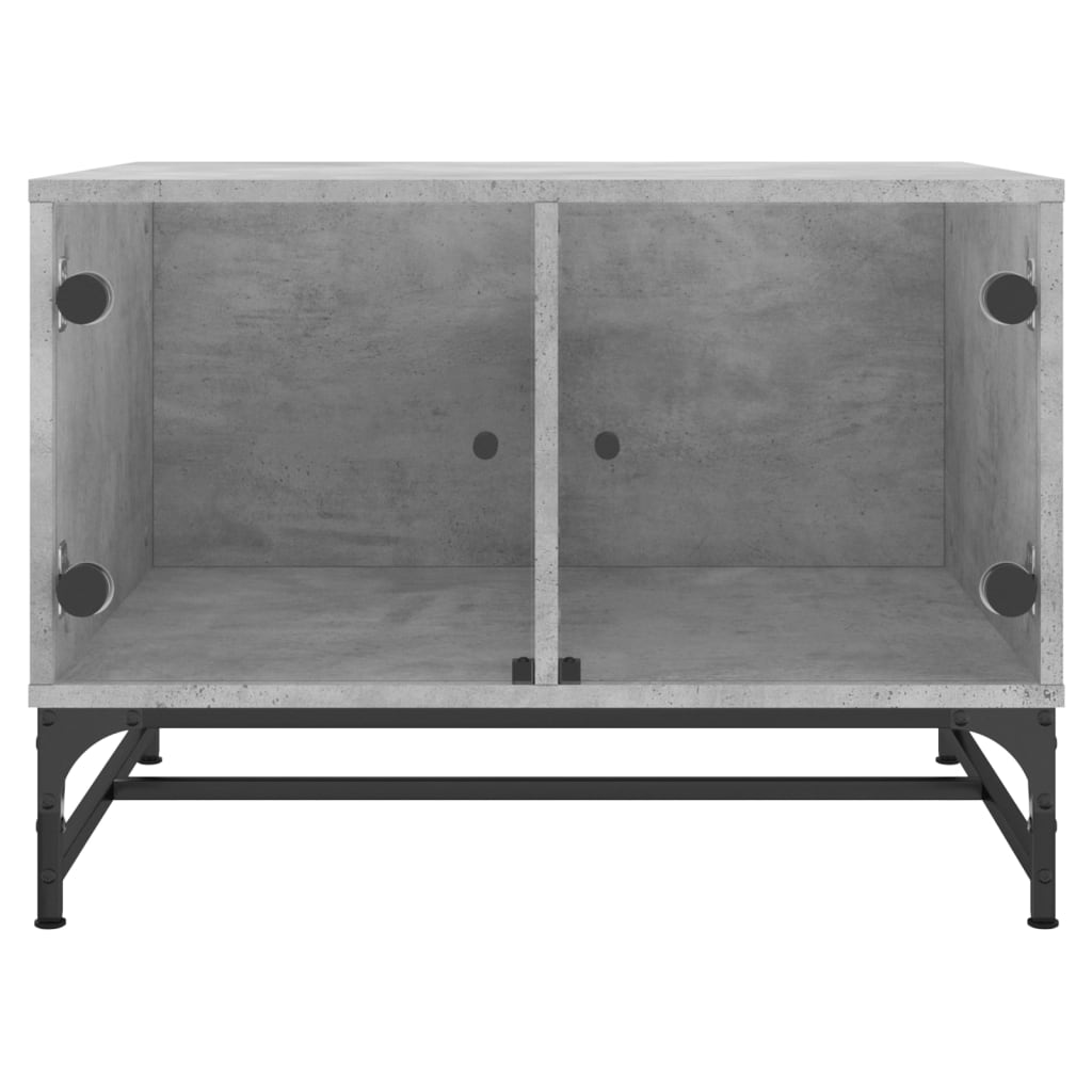 vidaXL Coffee Table with Glass Doors Concrete Grey 68,5x50x50 cm