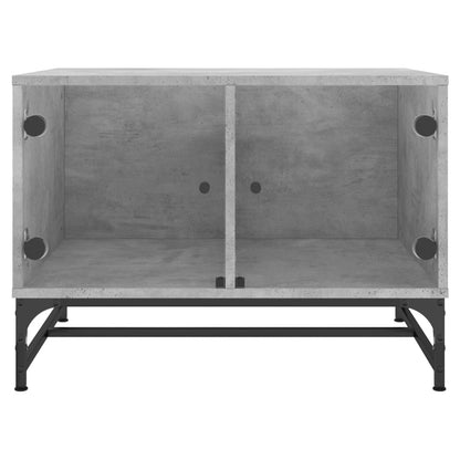 vidaXL Coffee Table with Glass Doors Concrete Grey 68,5x50x50 cm