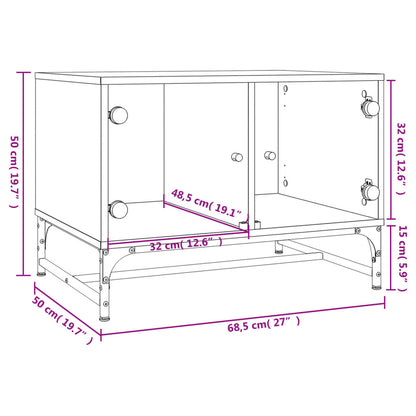 vidaXL Coffee Table with Glass Doors Concrete Grey 68,5x50x50 cm
