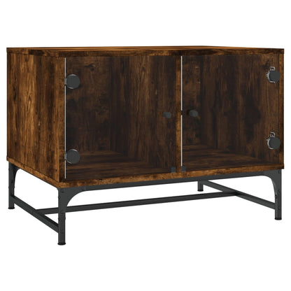 vidaXL Coffee Table with Glass Doors Smoked Oak 68,5x50x50 cm
