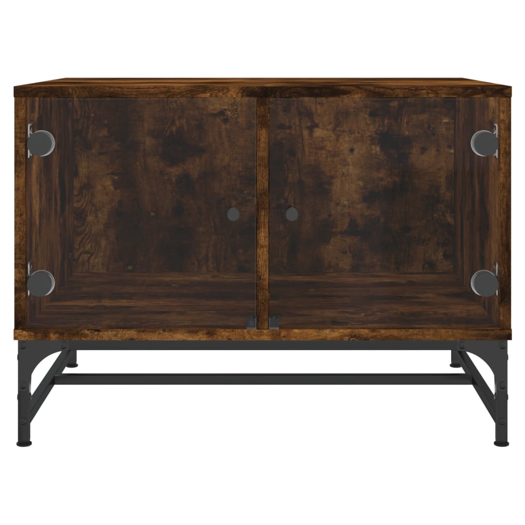 vidaXL Coffee Table with Glass Doors Smoked Oak 68,5x50x50 cm