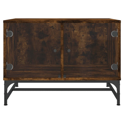 vidaXL Coffee Table with Glass Doors Smoked Oak 68,5x50x50 cm