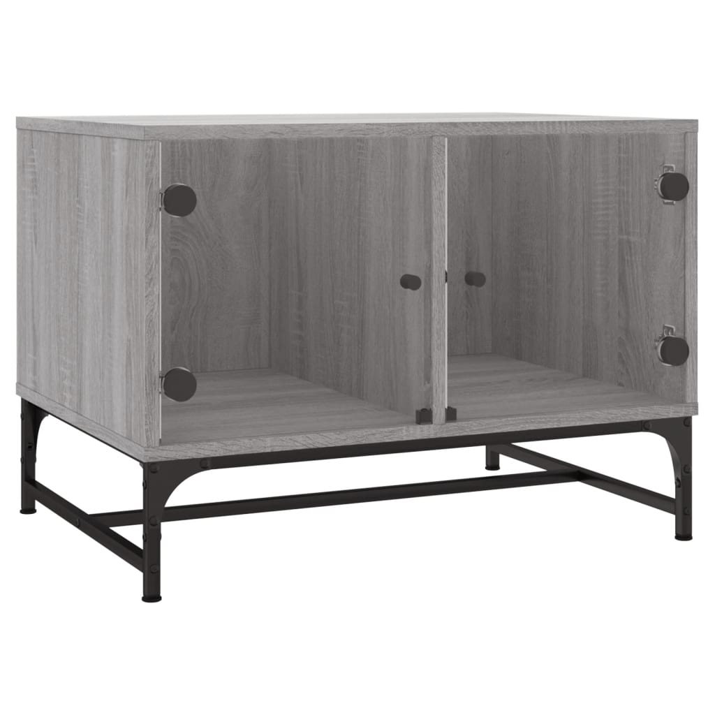 vidaXL Coffee Table with Glass Doors Grey Sonoma 68,5x50x50 cm