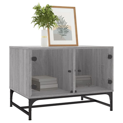 vidaXL Coffee Table with Glass Doors Grey Sonoma 68,5x50x50 cm