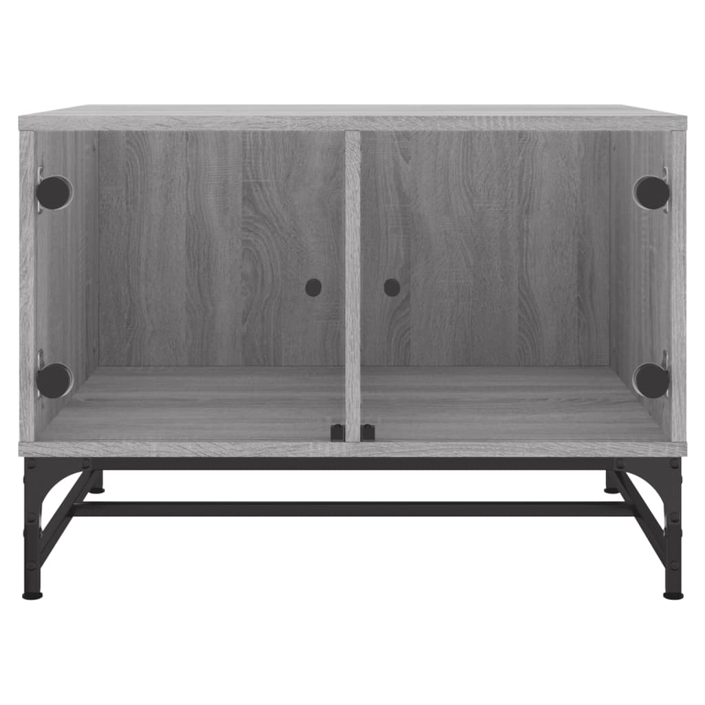 vidaXL Coffee Table with Glass Doors Grey Sonoma 68,5x50x50 cm