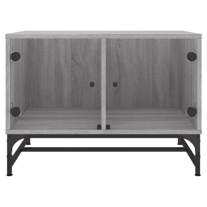 vidaXL Coffee Table with Glass Doors Grey Sonoma 68,5x50x50 cm