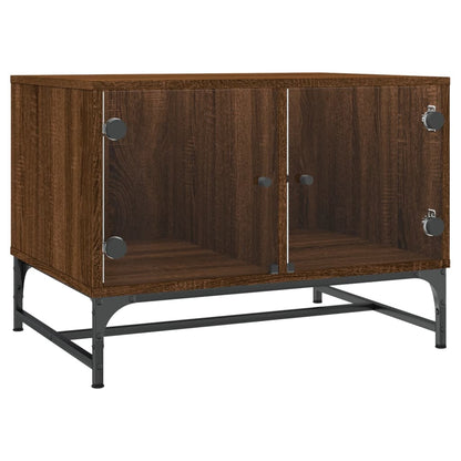 vidaXL Coffee Table with Glass Doors Brown Oak 68,5x50x50 cm