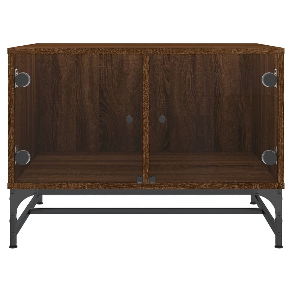 vidaXL Coffee Table with Glass Doors Brown Oak 68,5x50x50 cm