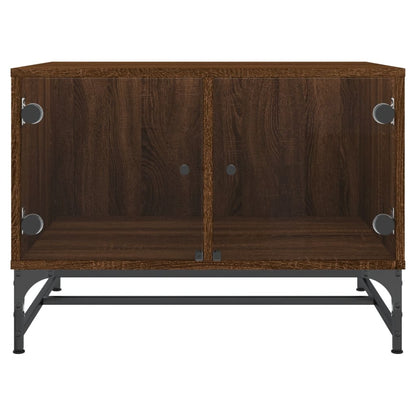 vidaXL Coffee Table with Glass Doors Brown Oak 68,5x50x50 cm