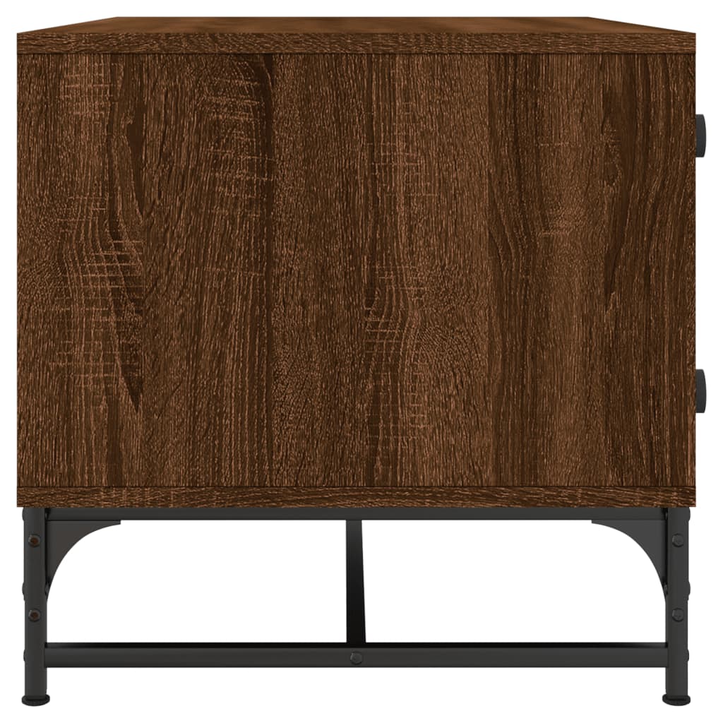 vidaXL Coffee Table with Glass Doors Brown Oak 68,5x50x50 cm