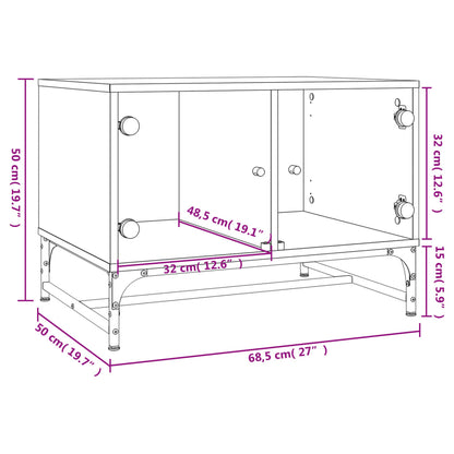 vidaXL Coffee Table with Glass Doors Brown Oak 68,5x50x50 cm