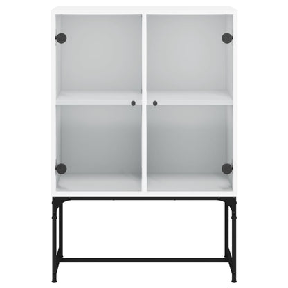 vidaXL Side Cabinet with Glass Doors White 69x37x100 cm