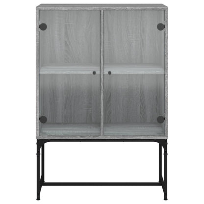 vidaXL Side Cabinet with Glass Doors Grey Sonoma 69x37x100 cm
