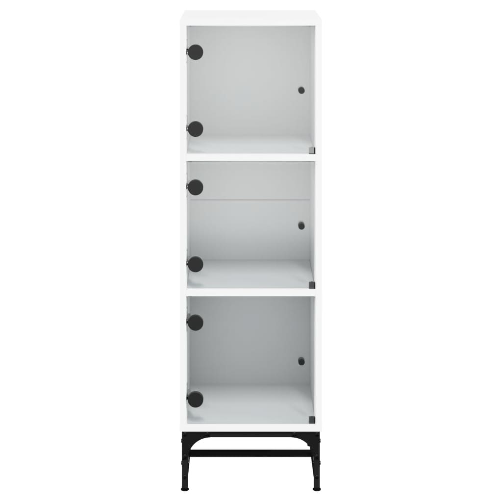 vidaXL Highboard with Glass Doors White 35x37x120 cm
