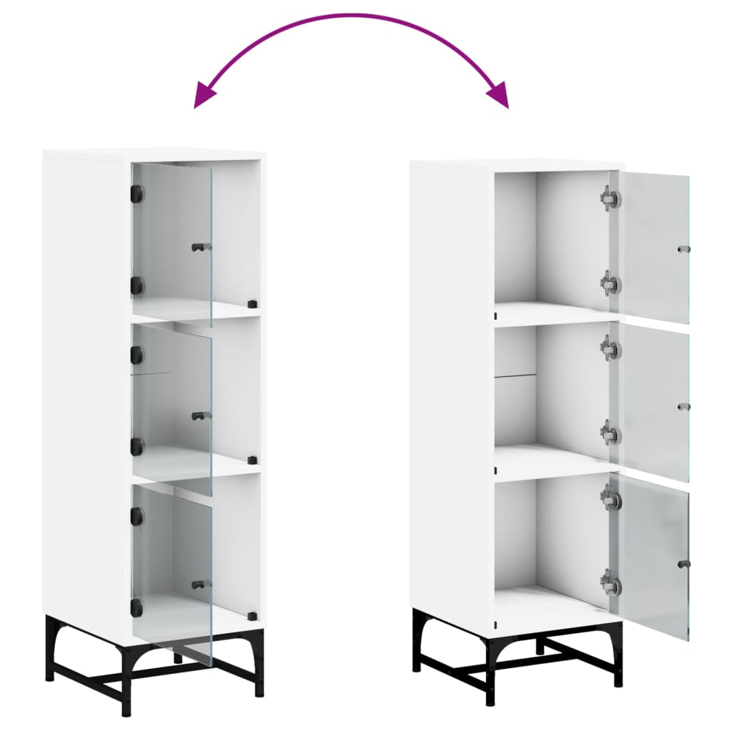 vidaXL Highboard with Glass Doors White 35x37x120 cm